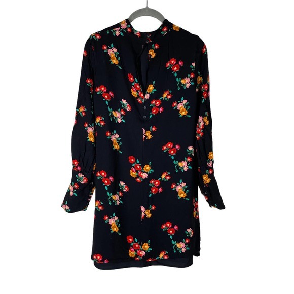 ZARA Womens Black Multicolor Floral Print High Neck Shift Dress Size Small - Picture 2 of 5